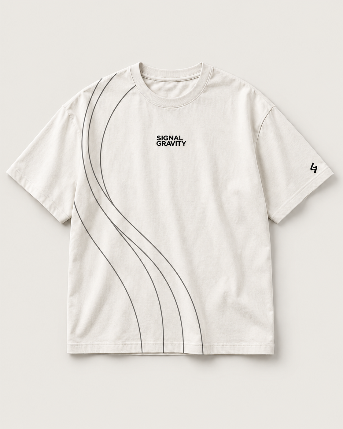 Signal Gravity Contour Tee - Off White, front view on warm neutral background