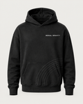 Signal Gravity Field Hoodie - Black, front view on warm neutral background