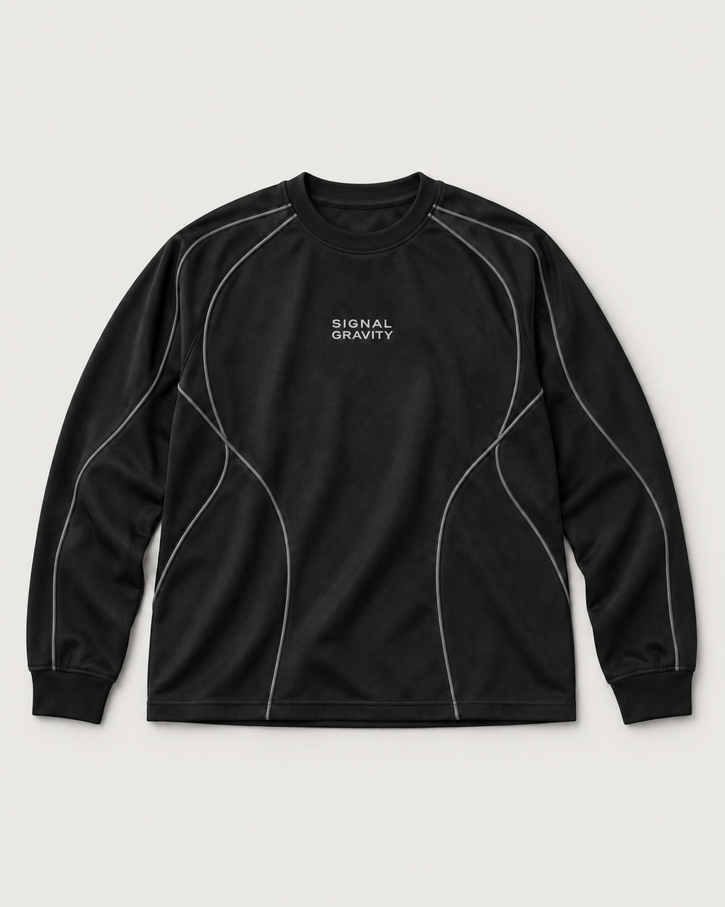 Signal Gravity Field Jersey - Black / Obsidian, front view on warm neutral background