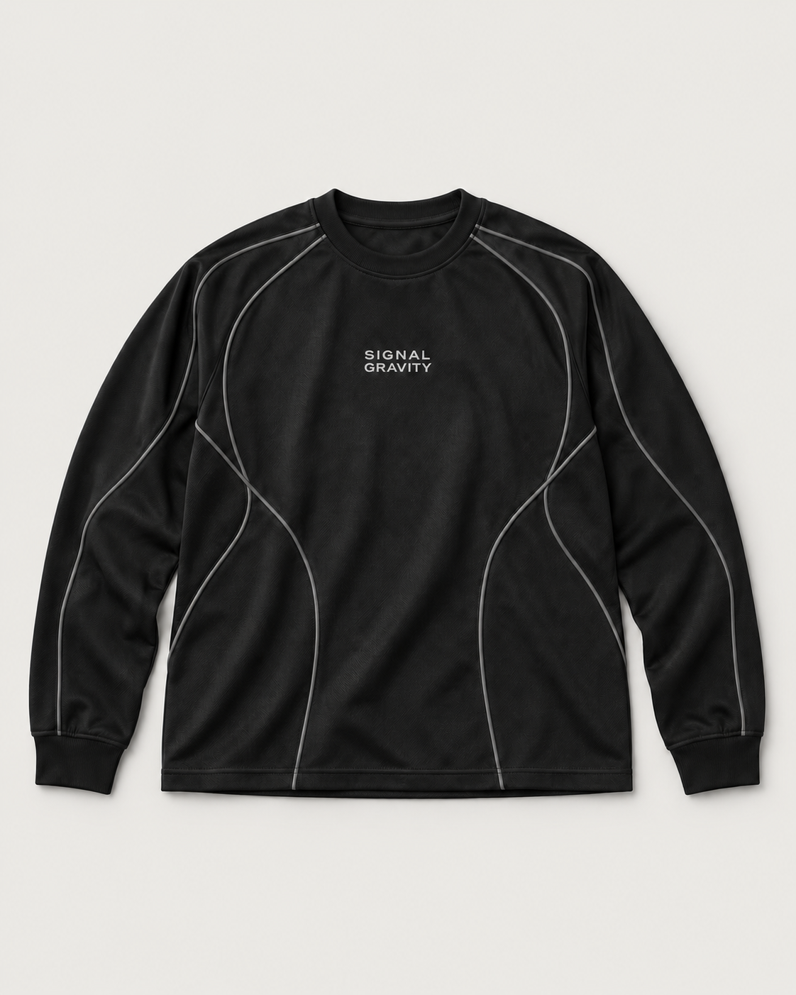Signal Gravity Field Jersey - Black / Obsidian, front view on warm neutral background