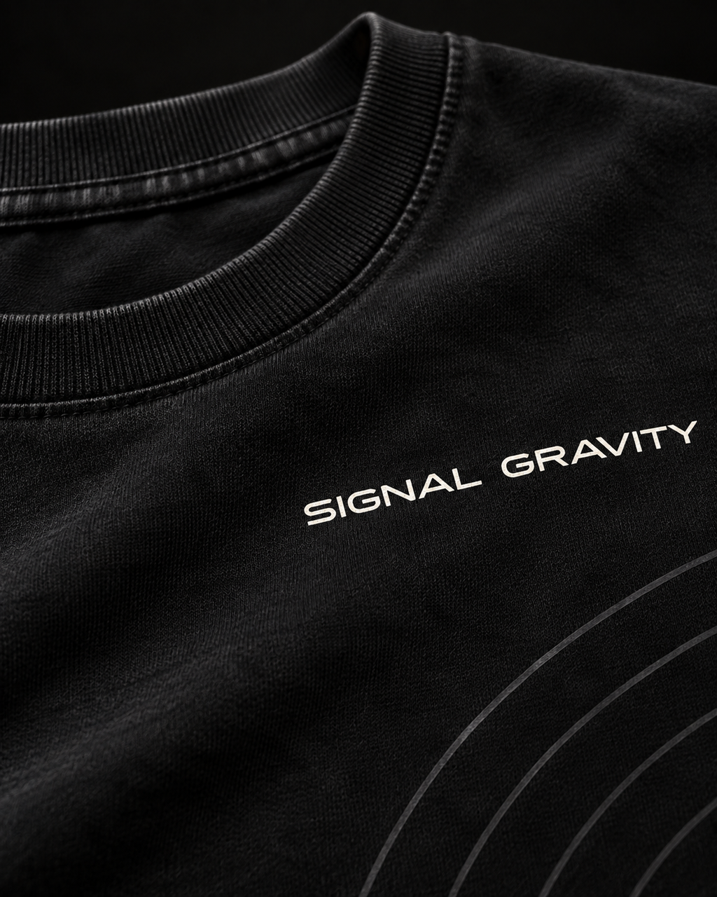 Signal Gravity Relaxed Tee - Black, fabric and print detail
