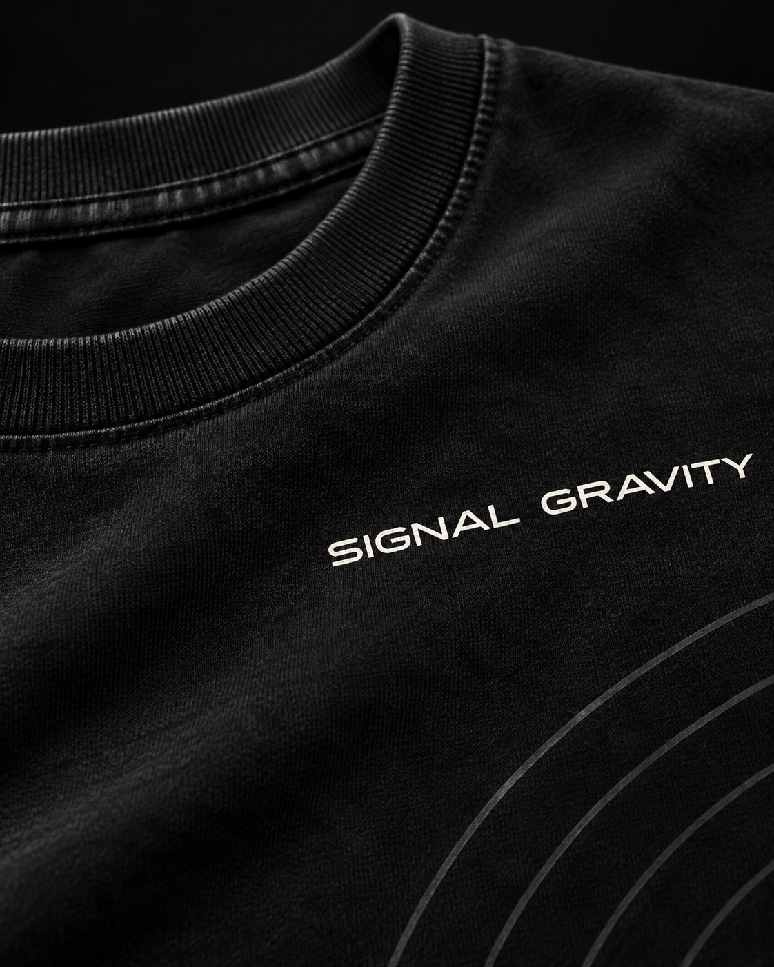 Signal Gravity Relaxed Tee - Black, fabric and print detail